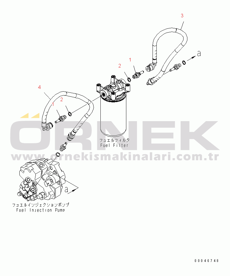 Komatsu SAA6D107E-1E-W1 S/N 26500006-UP FUEL FILTER PIPING