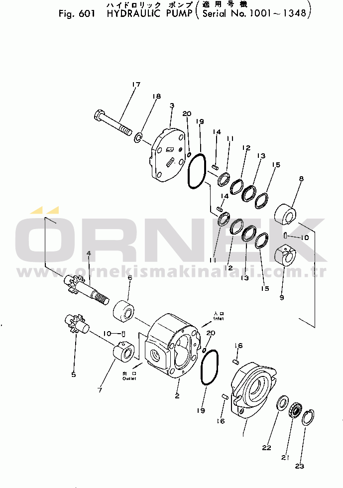 Komatsu SK04-1 S/N 1001-UP HYDRAULIC PUMP(#1001-1348)