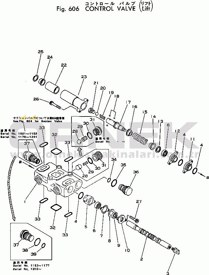 Komatsu SK04-1 S/N 1001-UP CONTROL VALVE (LIFT)