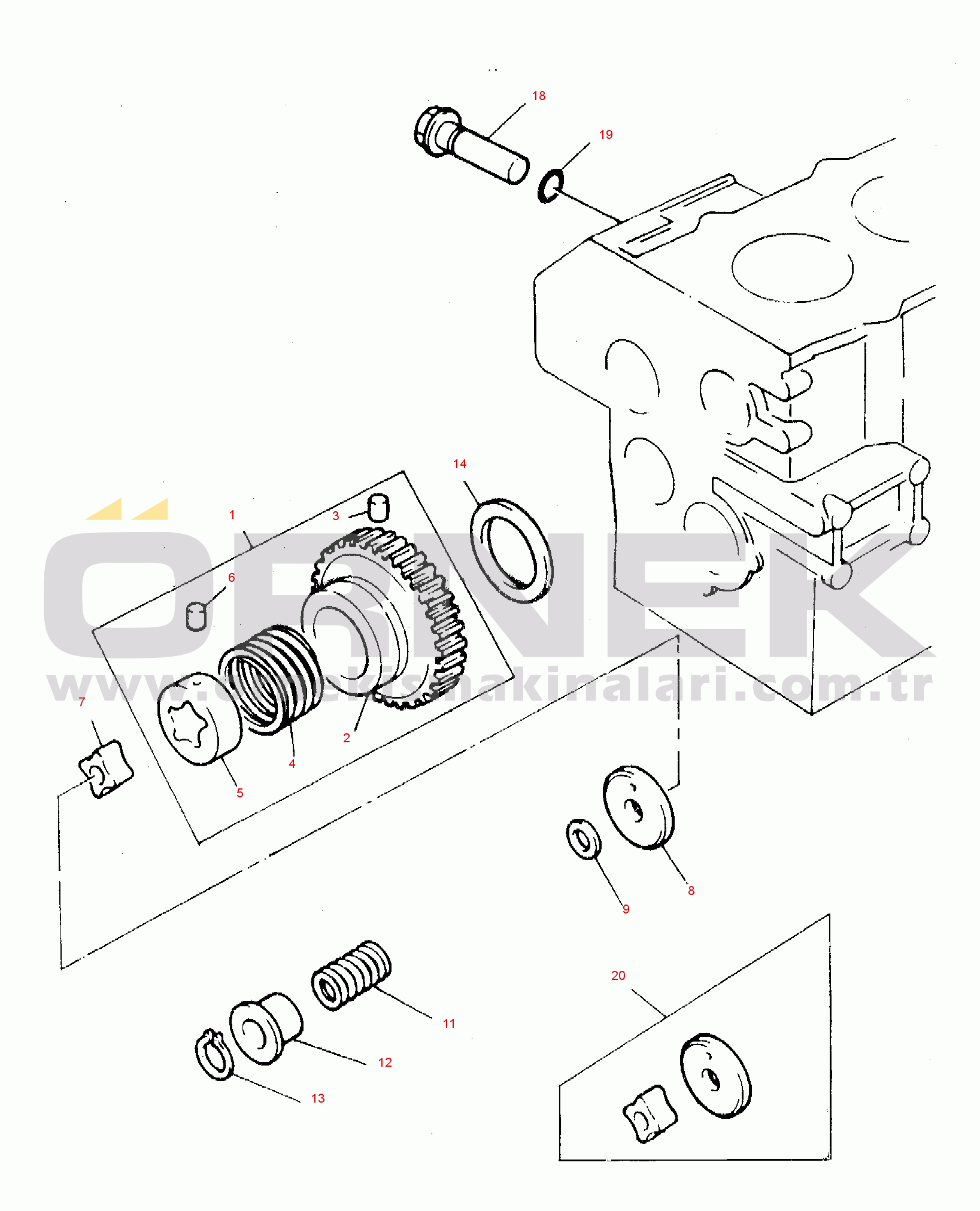 Komatsu SK04-1 S/N 3220007-UP LUBRICATING OIL PUMP AND DELIVERY HOUSING