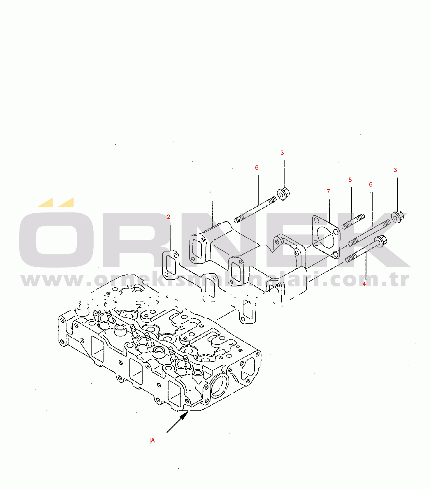 Komatsu SK05J-2 S/N SK05JF20001-UP EXHAUST MANIFOLD