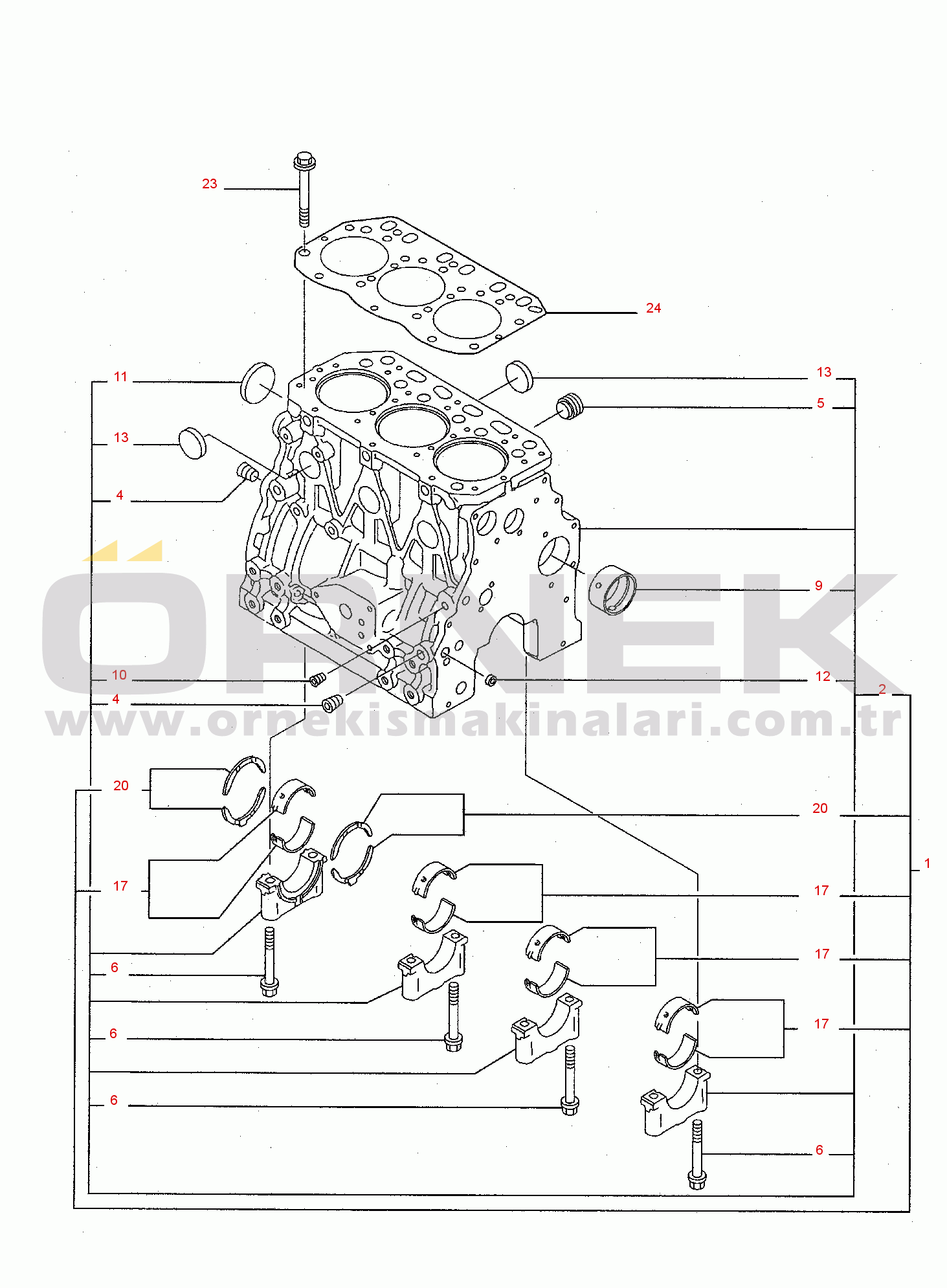 Komatsu SK05J-2 S/N SK05JF20001-UP CYLINDER BLOCK