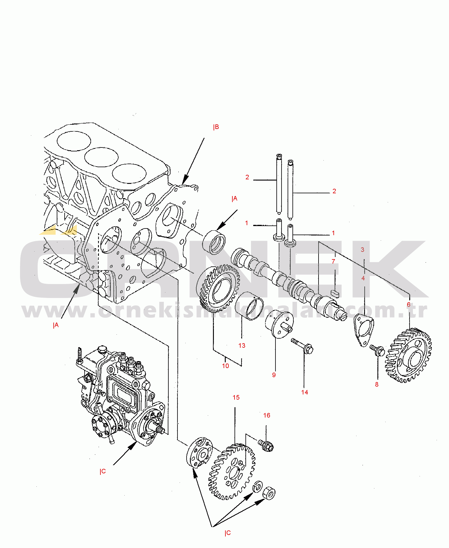 Komatsu SK05J-2 S/N SK05JF20001-UP CAMSHAFT AND DRIVING GEAR