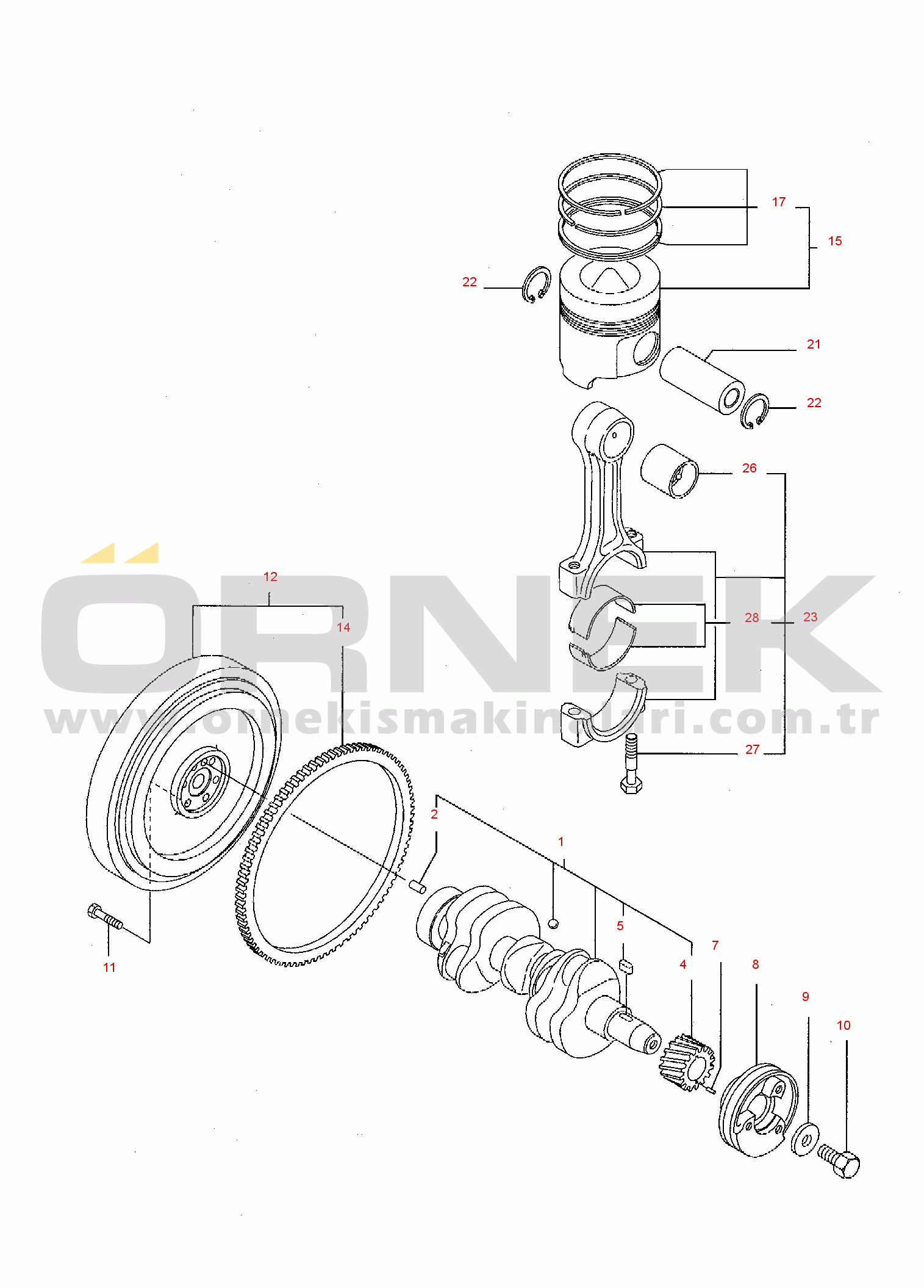 Komatsu SK05J-2 S/N SK05JF20001-UP CRANKSHAFT AND PISTON