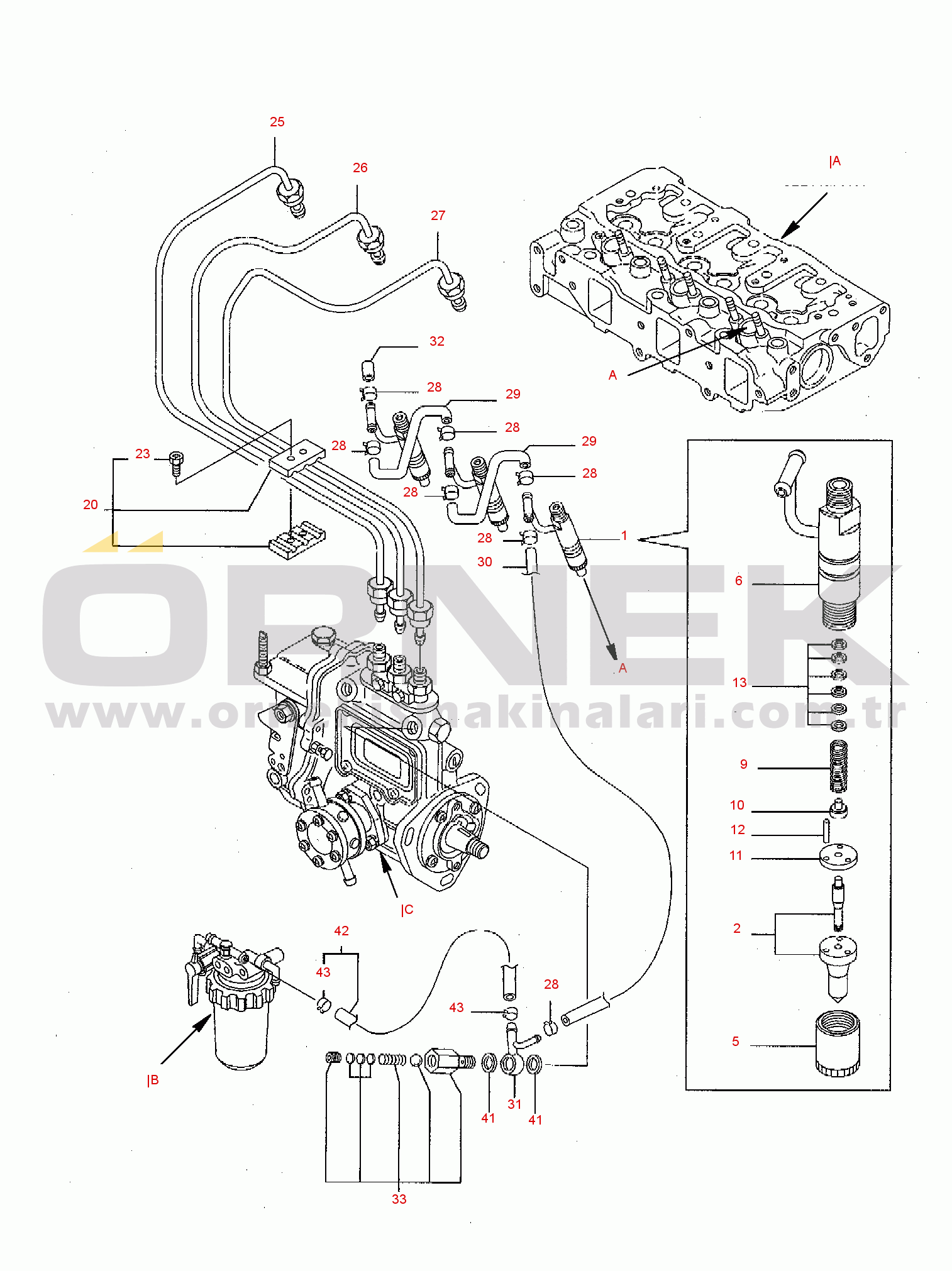 Komatsu SK05J-2 S/N SK05JF20001-UP FUEL INJECTION LINE