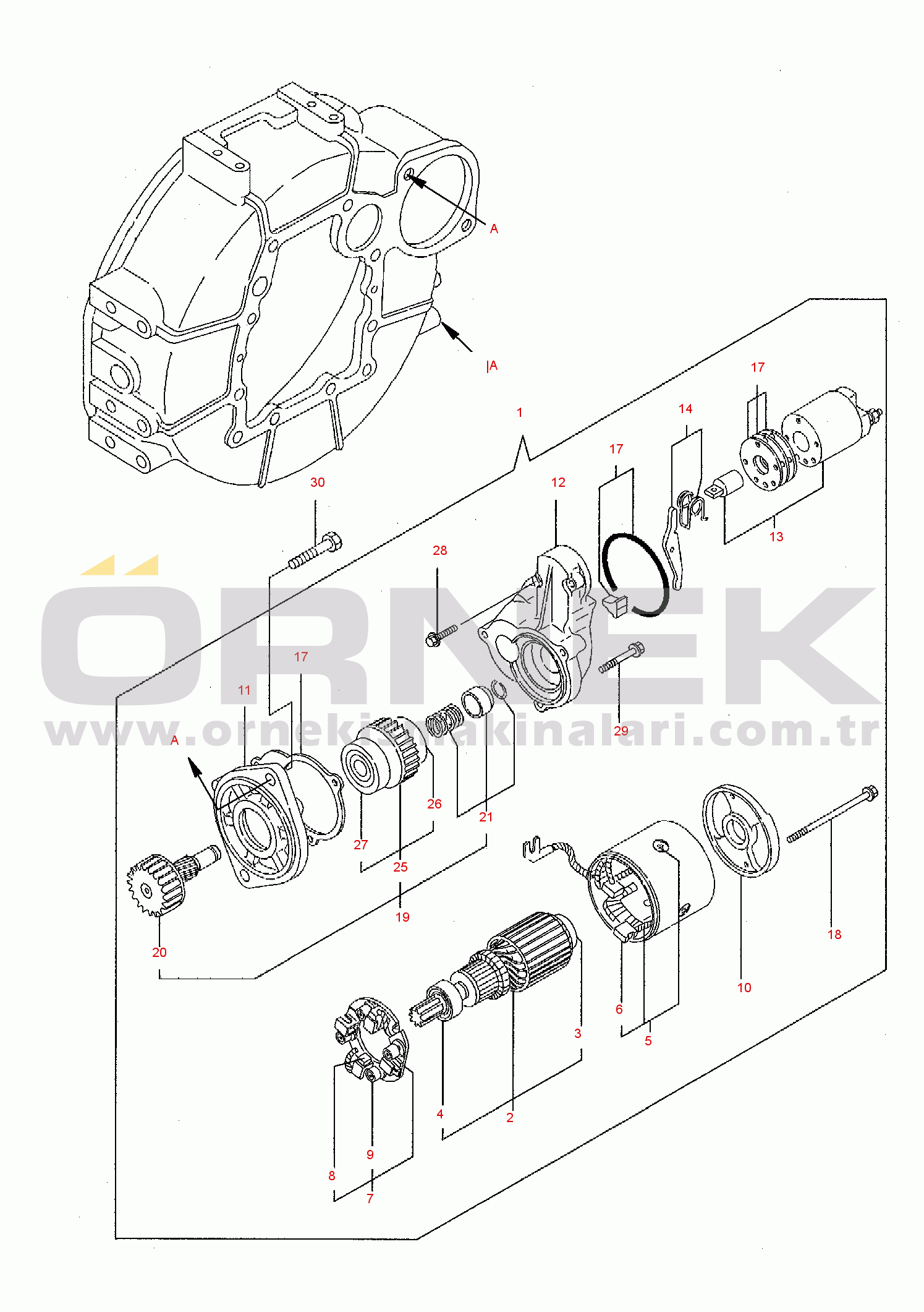 Komatsu SK05J-2 S/N SK05JF20001-UP STARTER MOTOR