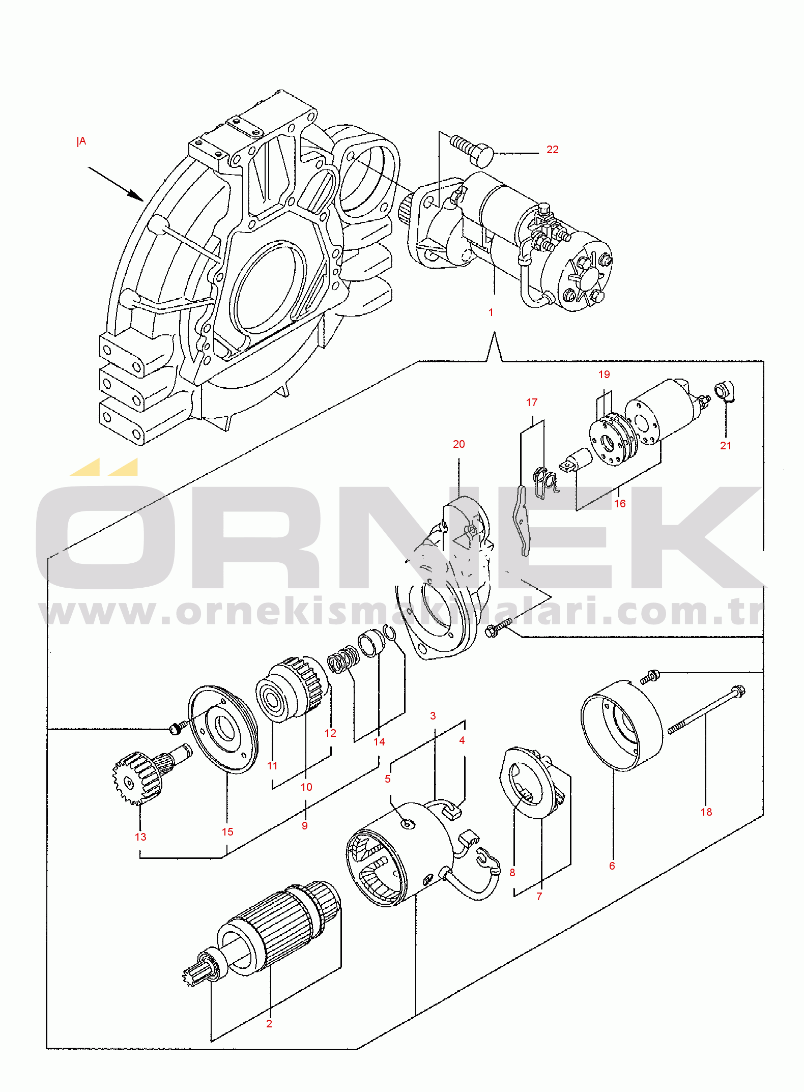 Komatsu SK09J-2 S/N SK09JF20001-UP STARTER MOTOR