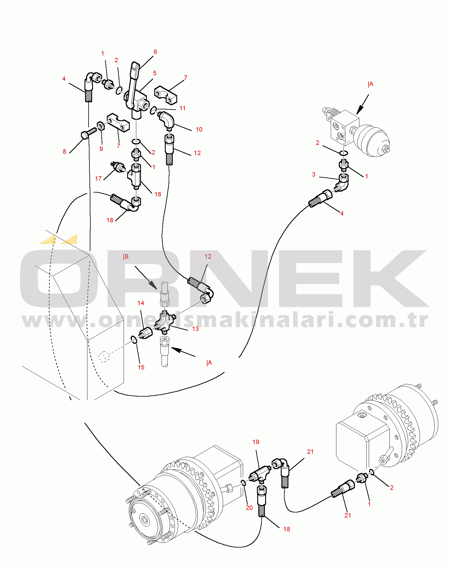 Komatsu SK09J-2 S/N SK09JF20001-UP HYDRAULIC PIPING (PARKING BRAKE LINE)