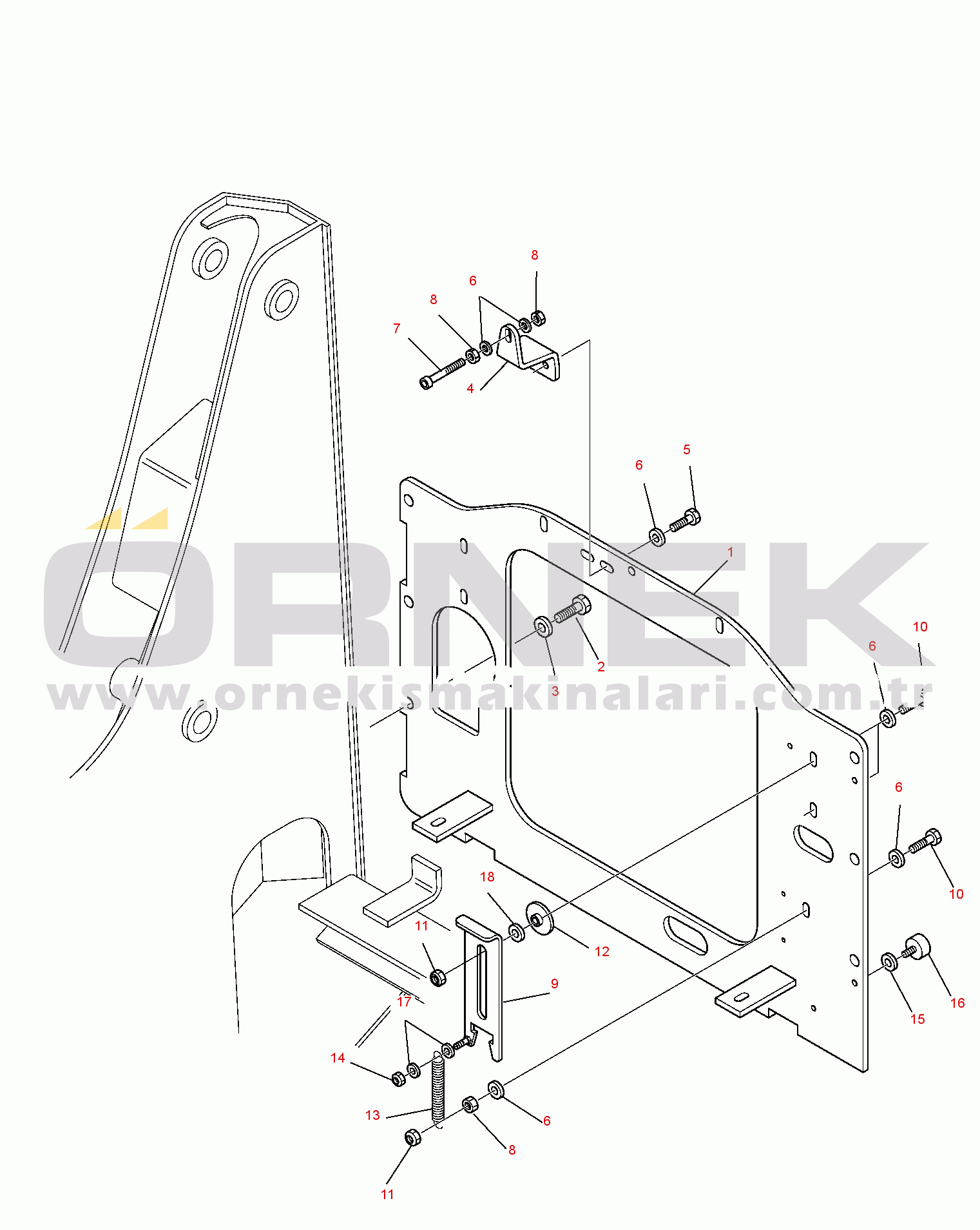 Komatsu SK1020-5 turbo USA S/N 37CTF00003-UP REAR PLATE