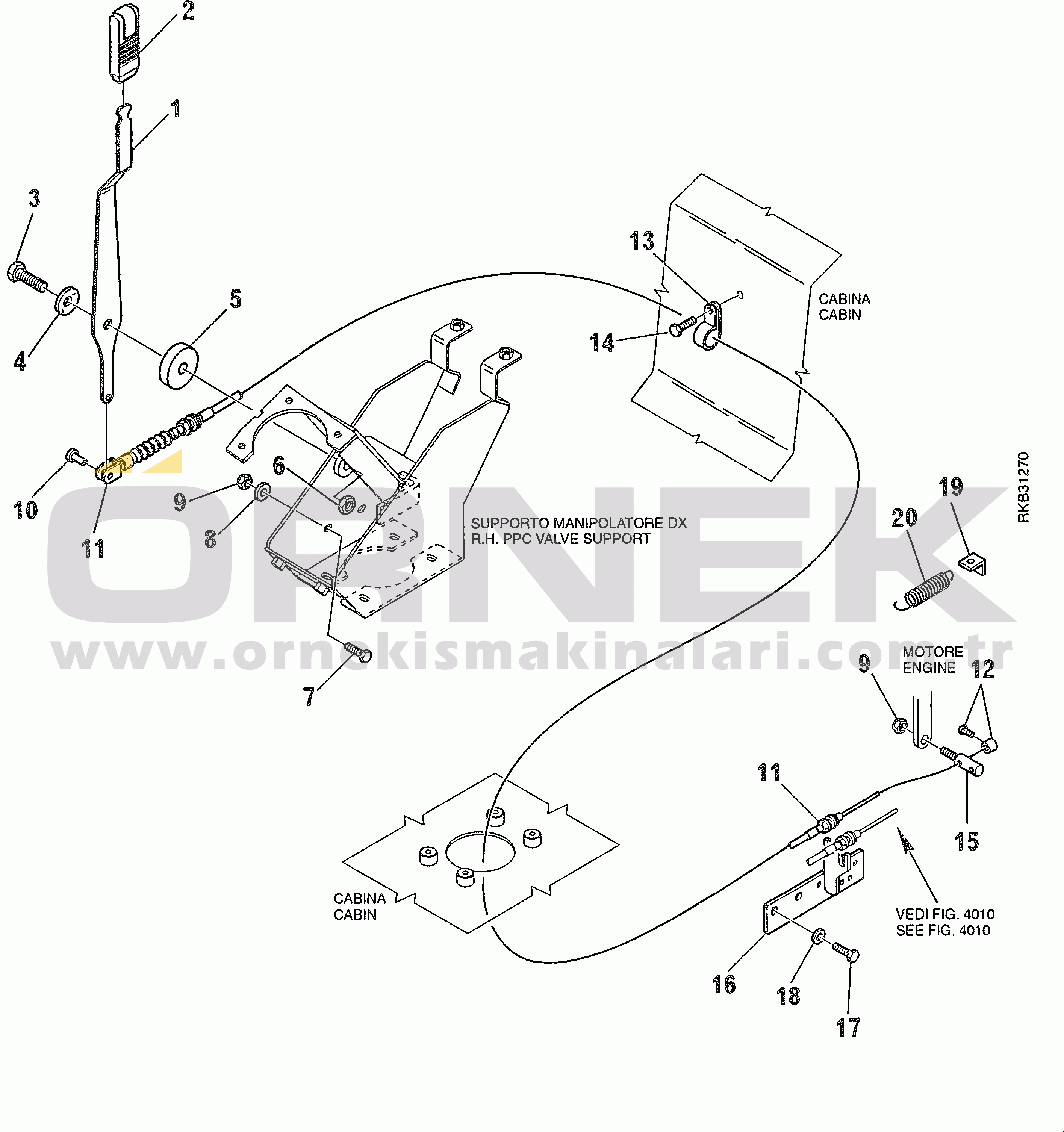 Komatsu SK714-5 S/N AF00004-UP FUEL CONTROL LEVER