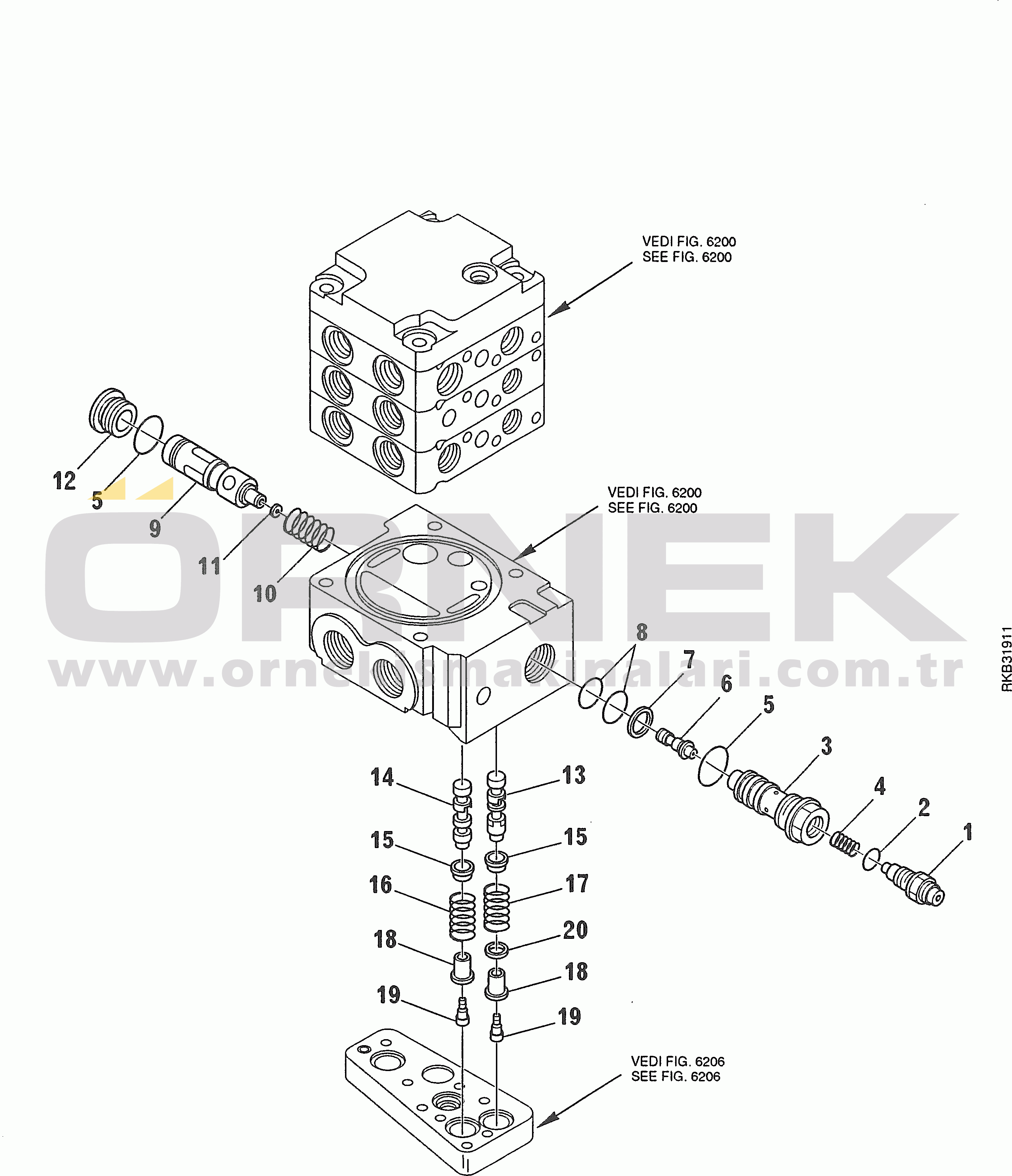 Komatsu SK714-5 S/N AF00004-UP CONTROL VALVE (STANDARD) (3/11)