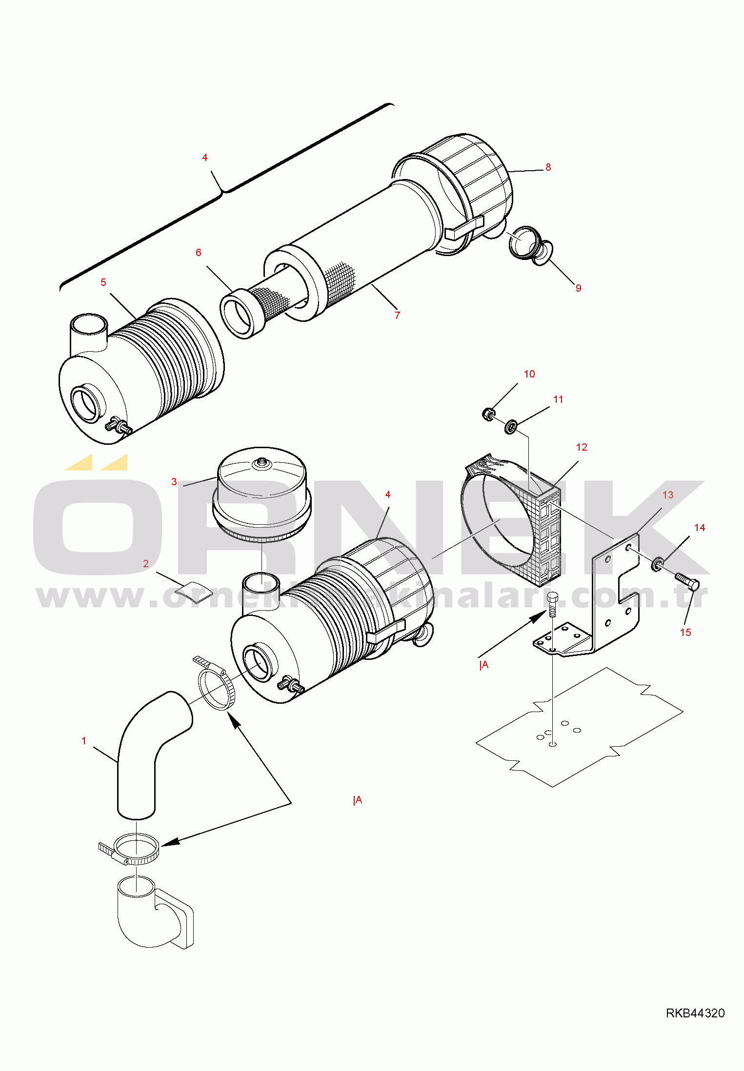 Komatsu SK714-5 S/N 37AF01876-UP AIR CLEANER PREFILTER