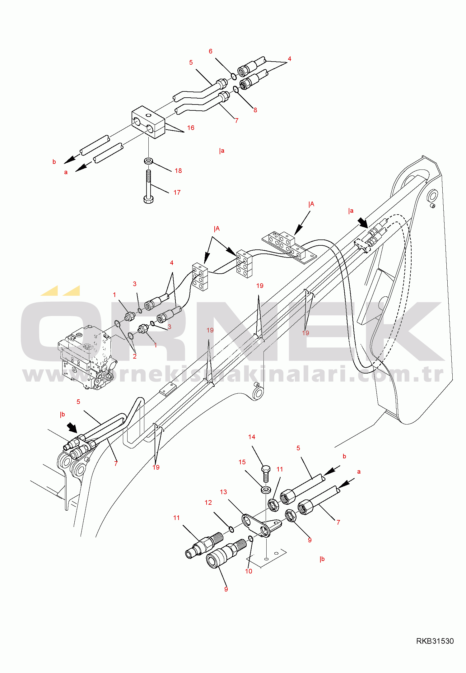 Komatsu SK714-5 S/N 37AF01876-UP HYDRAULIC PIPING (ATTACHMENT LINE) (2/2)