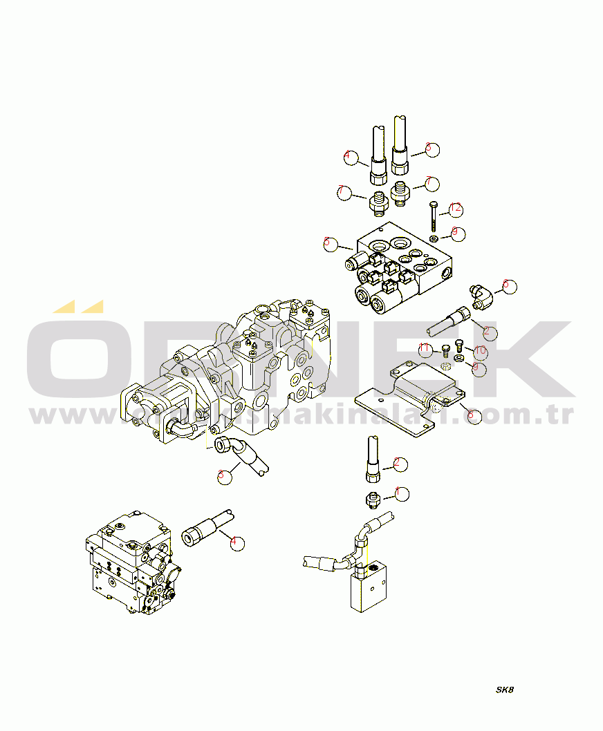 Komatsu SK815-5N S/N A30001-UP T6103-01A0 REAR OUTRIGGERS PIPING - SUPPLY