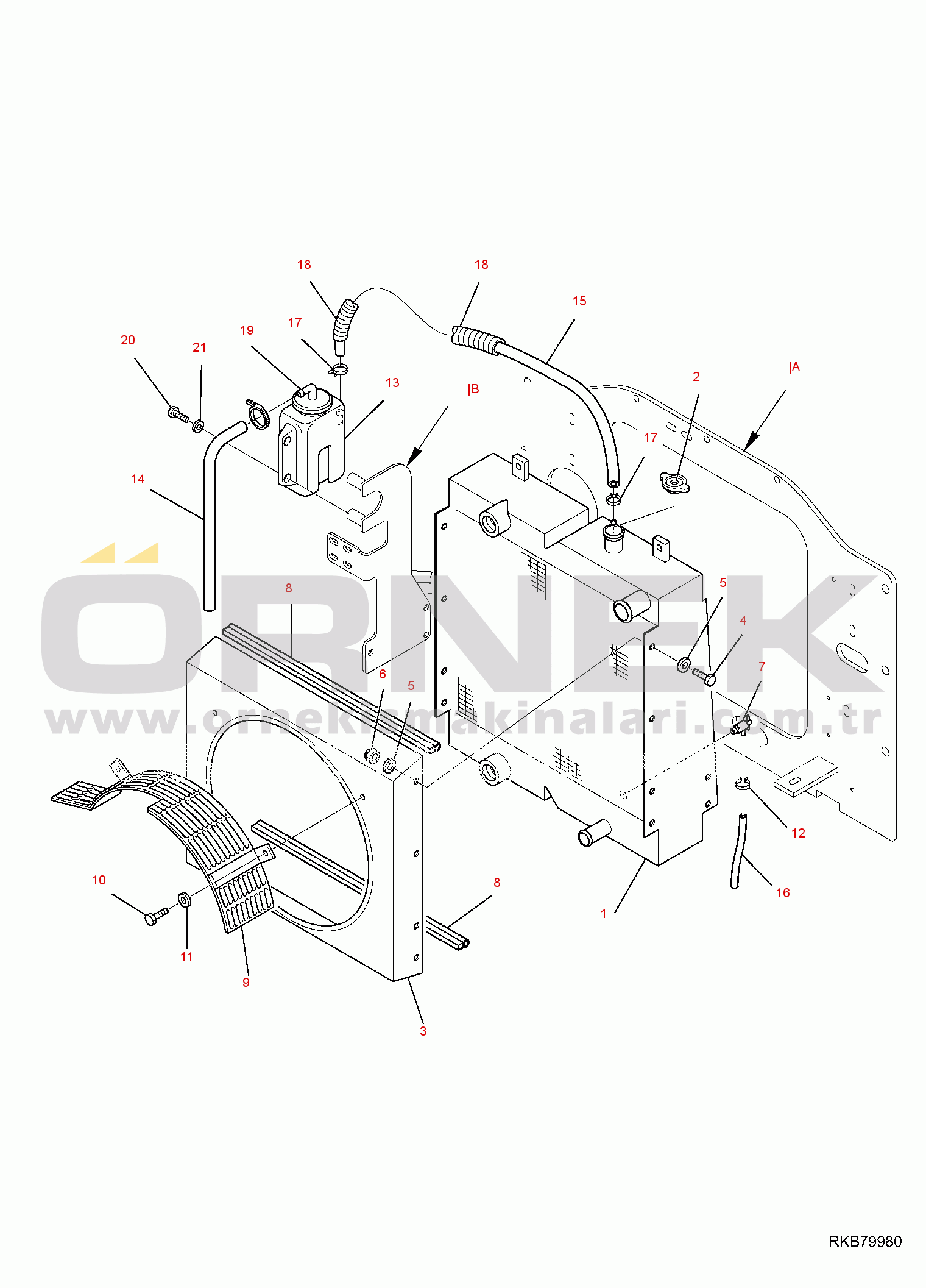 Komatsu SK815-5 S/N 37BF00902-UP RADIATOR (2/2)