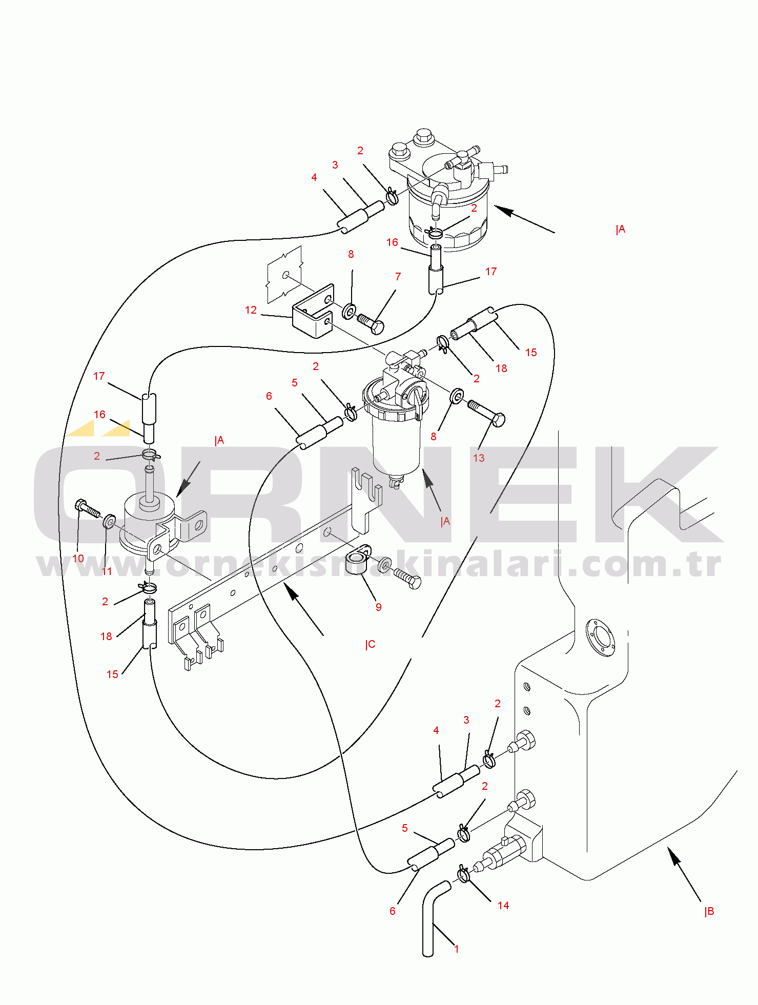 Komatsu SK818-5 (USA VERSION) S/N 37BF50111-UP FUEL PIPING
