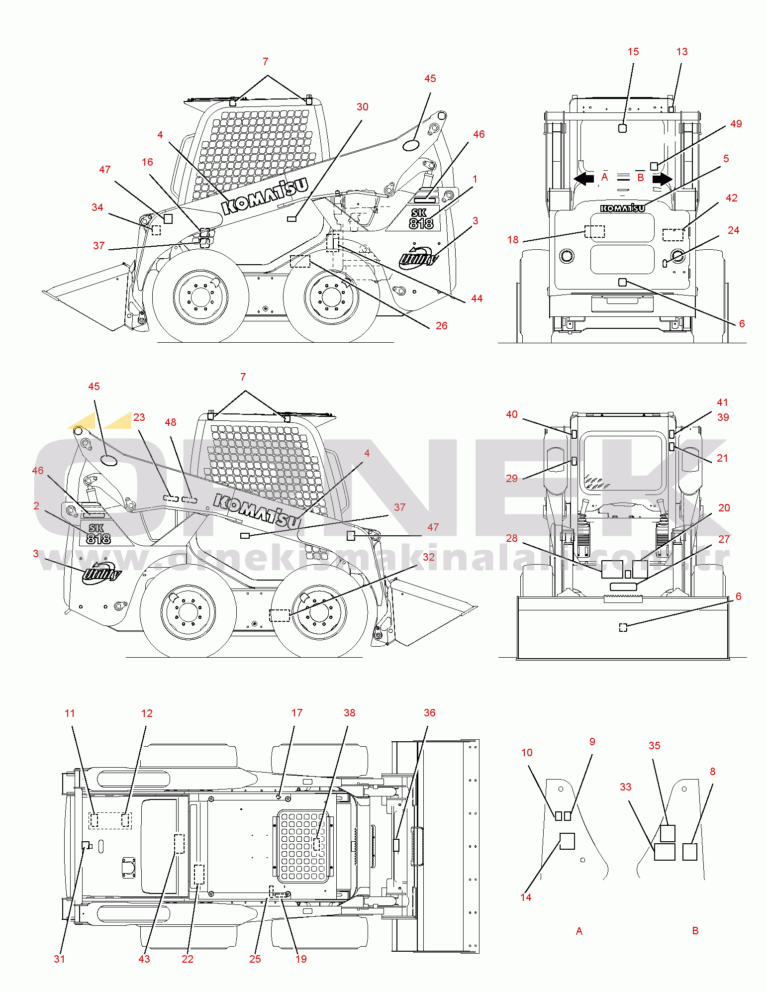 Komatsu SK818-5 (USA VERSION) S/N 37BF50111-UP MARK PLATE