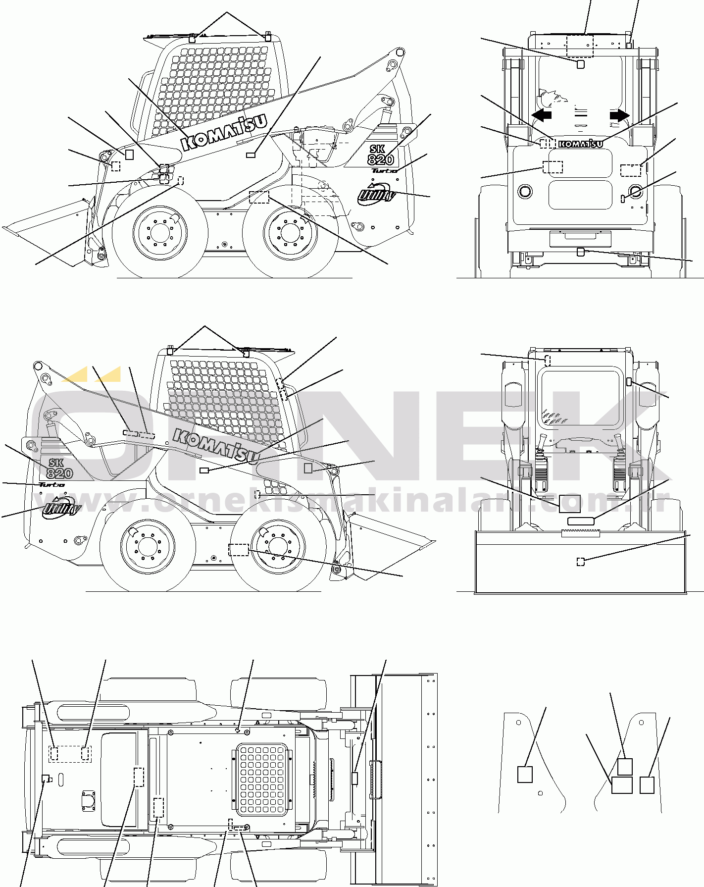 Komatsu HAND & FOOT CONTROLS SK820-5 turbo S/N 37BTF50003-UP MARK PLATE