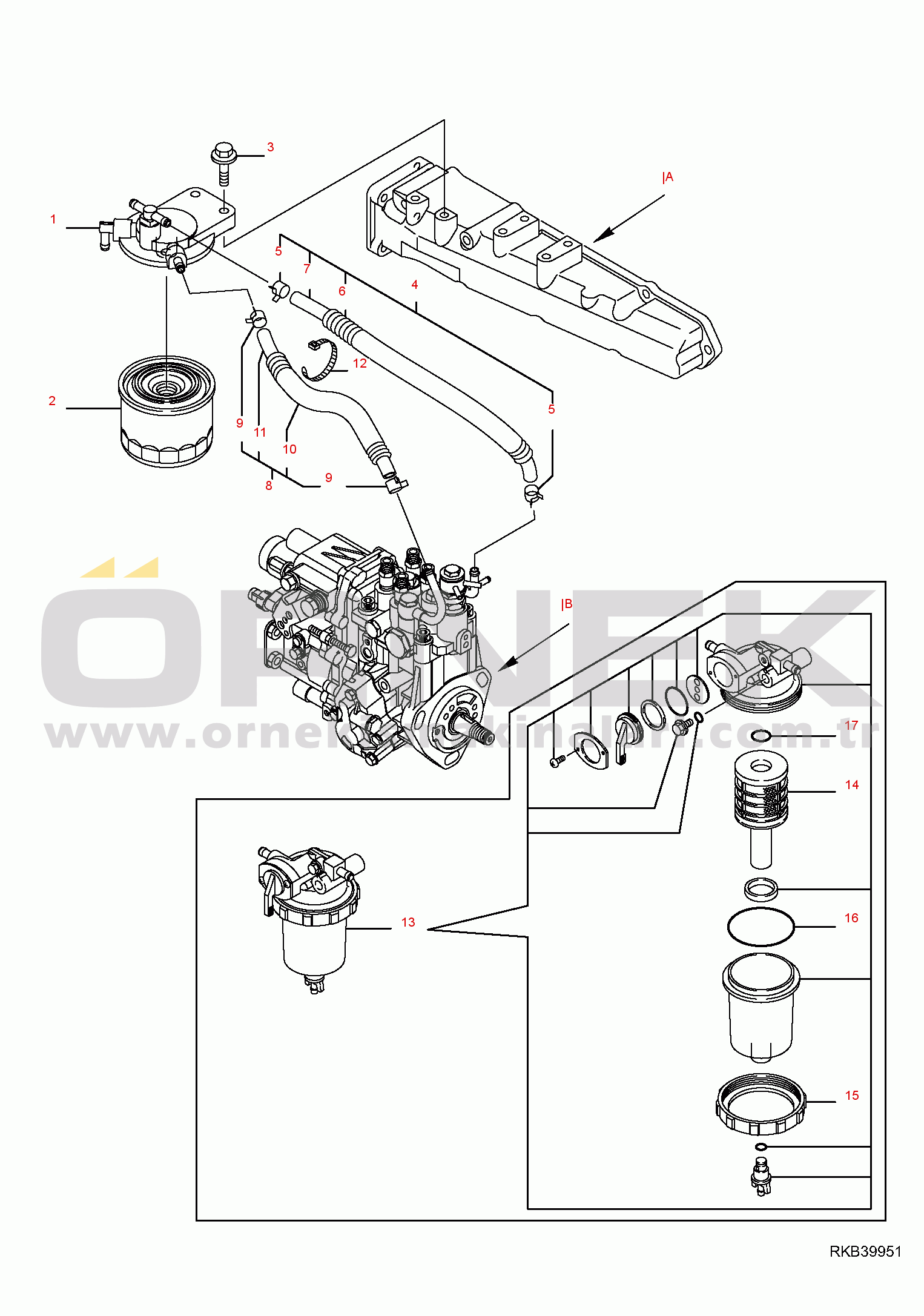 Komatsu SK820-5 TURBO S/N F50600 AND UP FUEL PIPING