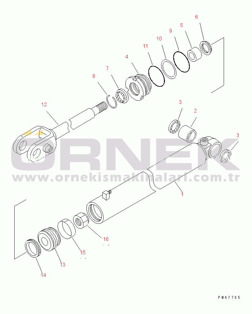 Komatsu WA100-3-X S/N 60001-62999 BOTH SIDE DUMP CYLINDER(#60001-)