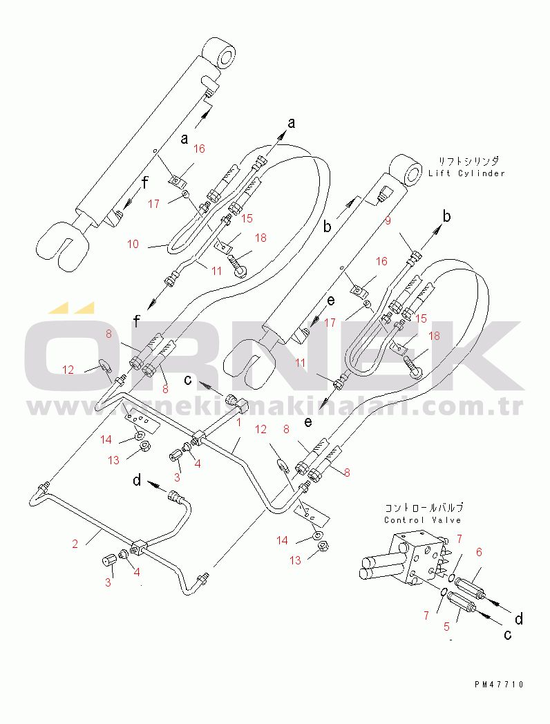 Komatsu WA100-3-X S/N 60001-62999 HYDRAULIC PIPING (LIFT CYLINDER LINE)(#60001-)