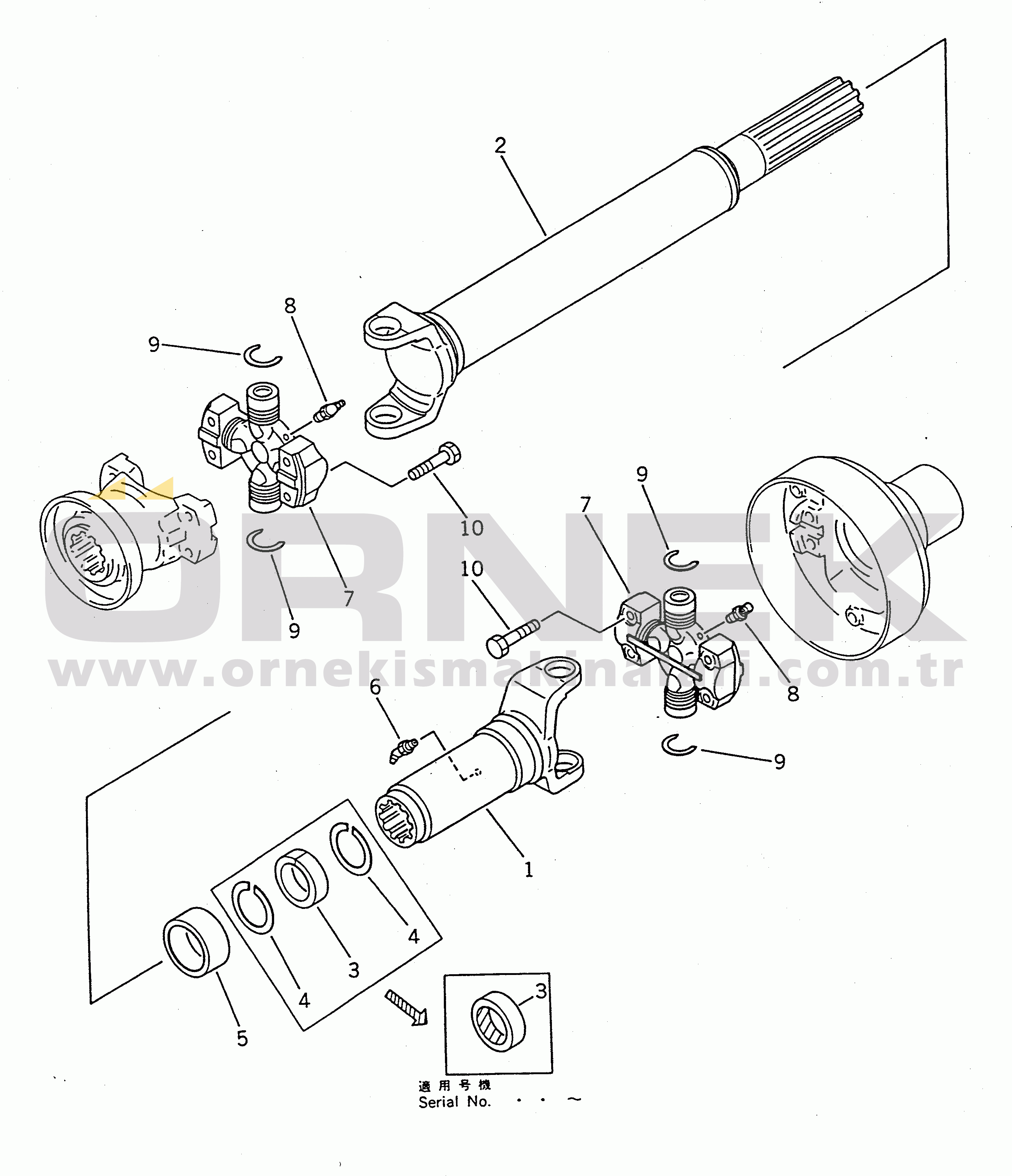 Komatsu WA100-1 S/N 10001-UP DRIVE SHAFT (CENTER)