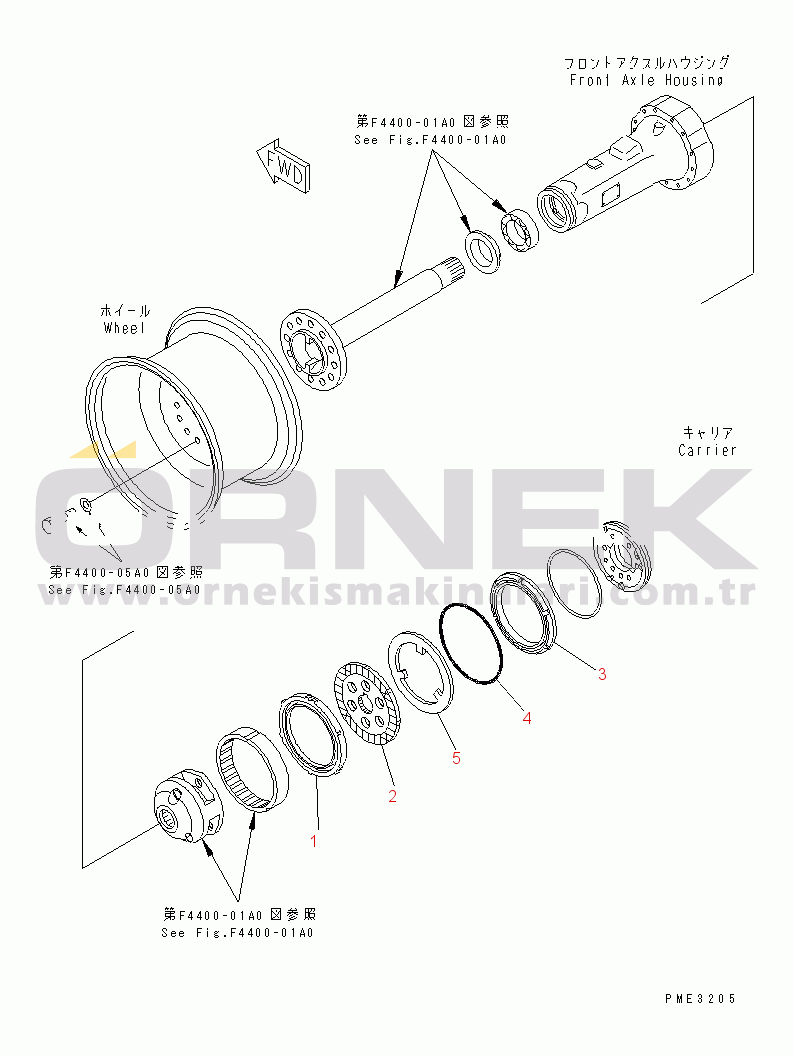 Komatsu WA100-3-HW S/N 63001-UP FRONT AXLE (BRAKE)