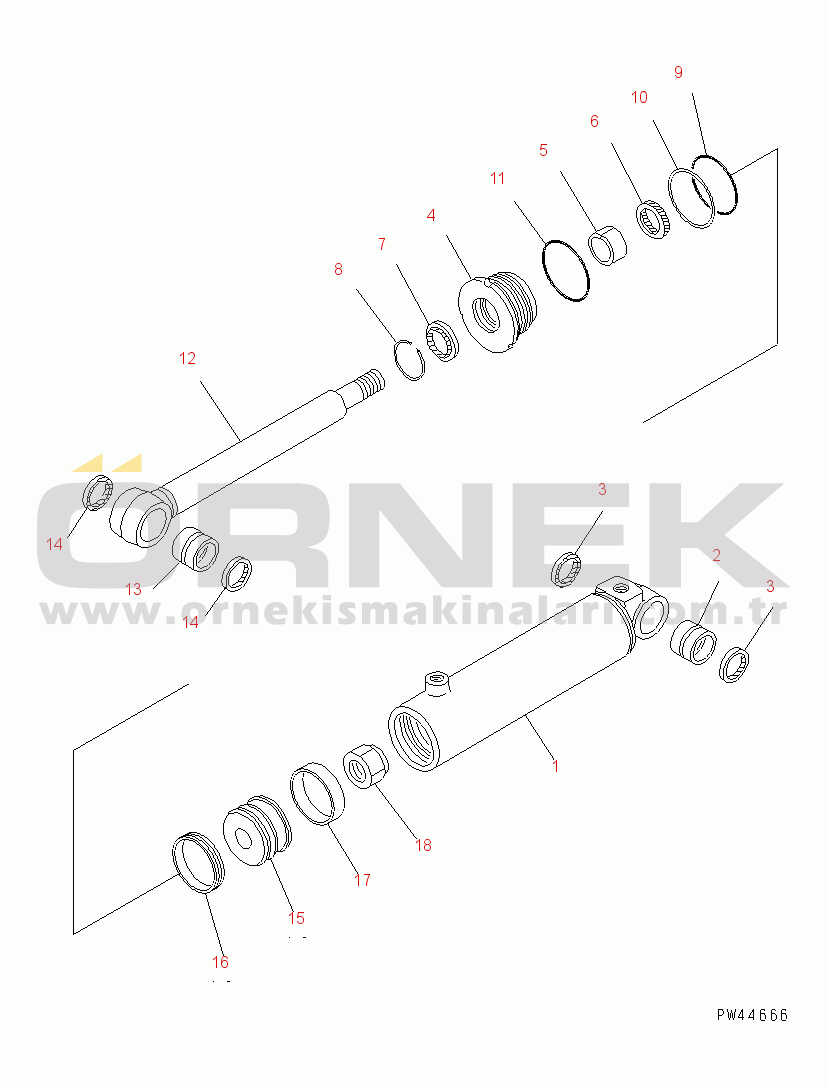 Komatsu WA100-3-HW S/N 63001-UP TILT CYLINDER(#63001-64000)