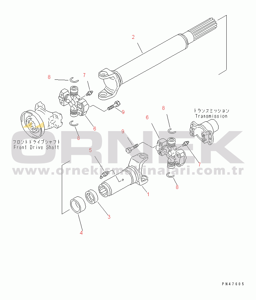 Komatsu WA100-3A-S S/N 50001-52999 DRIVE SHAFT (CENTER)(#50001-)