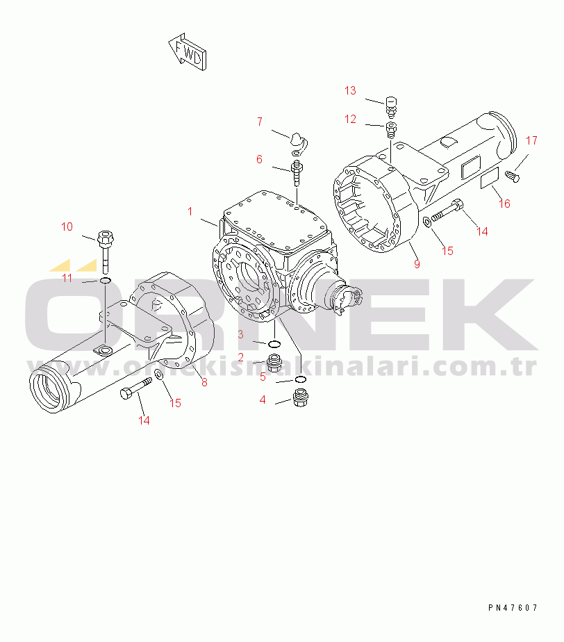 Komatsu WA100-3A-S S/N 50001-52999 FRONT AXLE HOUSING(#50001-)