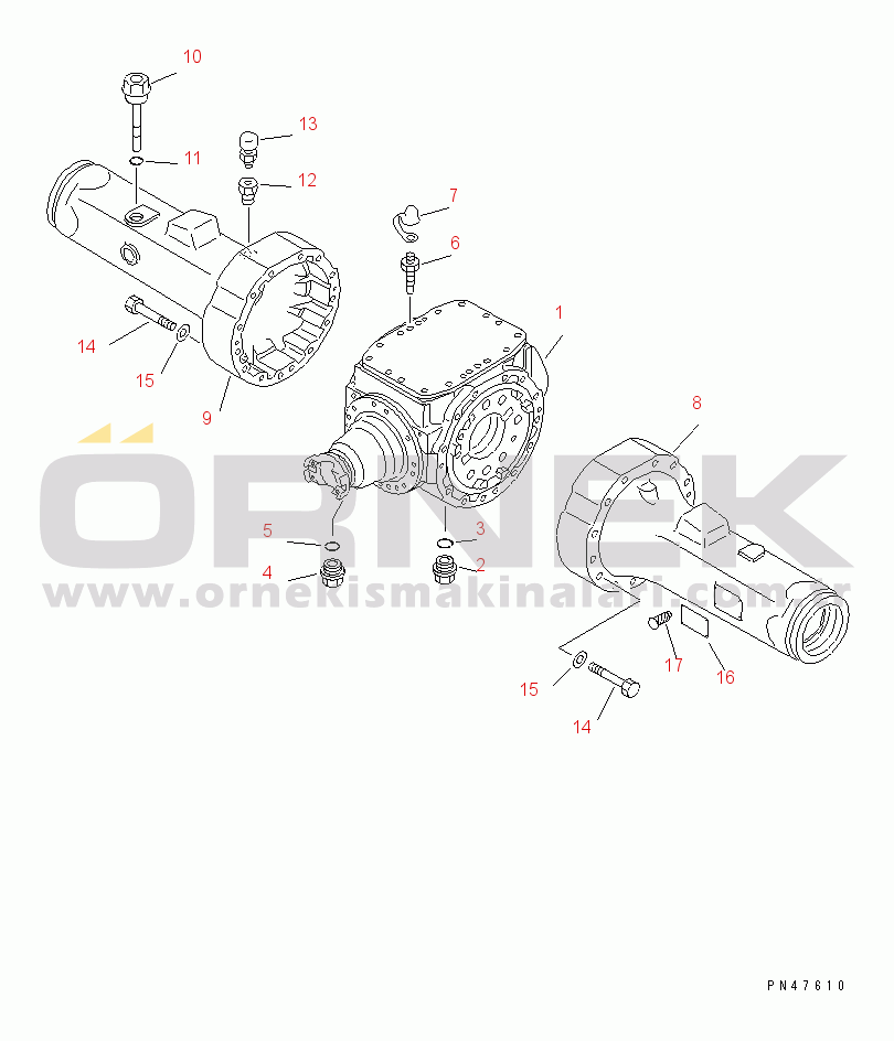 Komatsu WA100-3A-S S/N 50001-52999 REAR AXLE HOUSING(#50001-)
