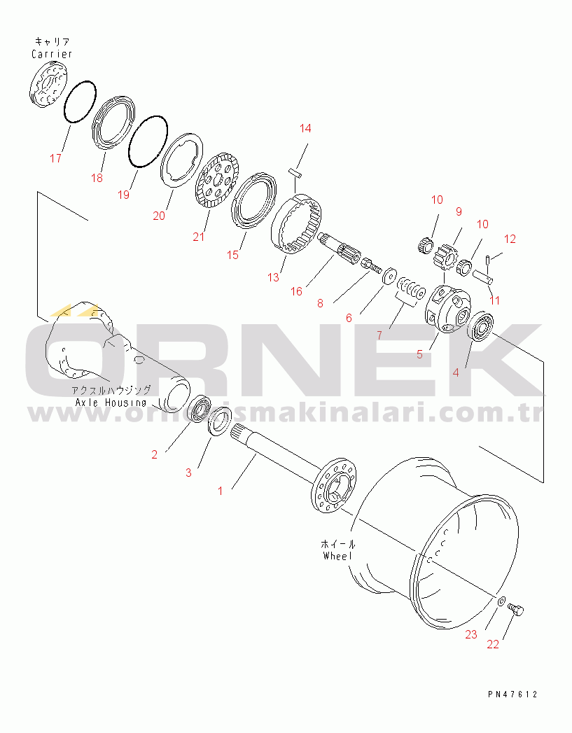 Komatsu WA100-3A-S S/N 50001-52999 REAR WHEEL BRAKE AND REAR FINAL DRIVE(#50001-)