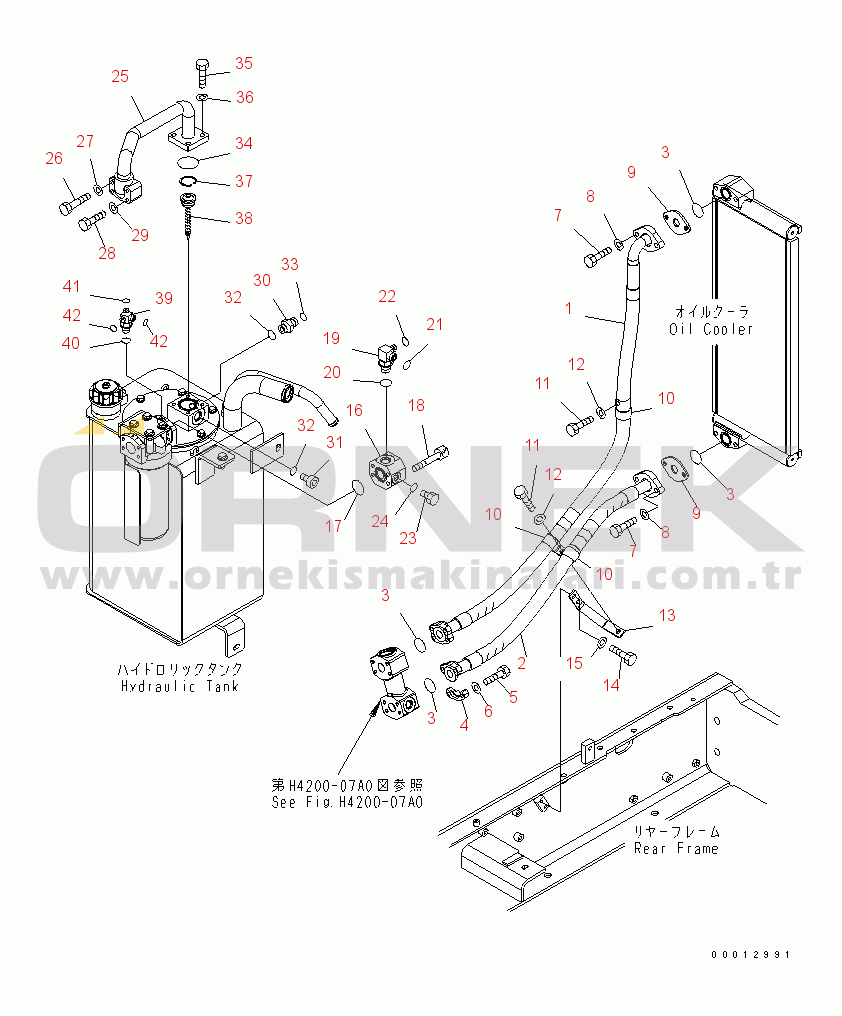 Komatsu WA100-5 S/N 70001-UP HYDRAULIC PIPING (RETURN LINE) (OIL COOLER)