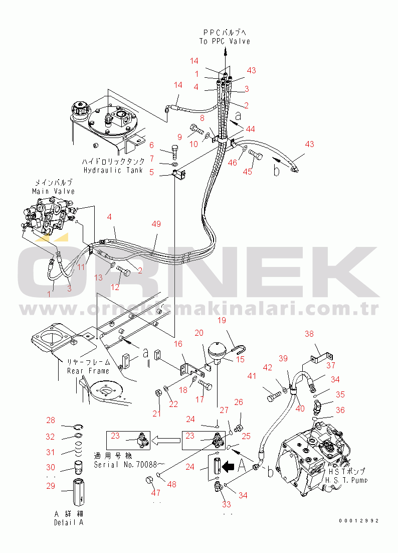 Komatsu WA100-5 S/N 70001-UP HYDRAULIC PIPING (P.P.C PIPING)