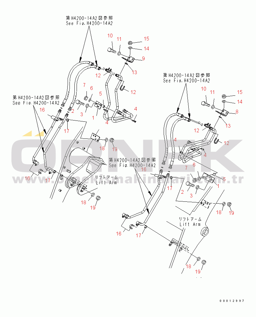 Komatsu WA100-5 S/N 70001-UP HYDRAULIC PIPING (PIPING MOUNT) (FOR 4-SPOOL VALVE)