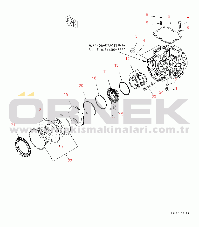 Komatsu WA100-5-TK S/N 70001-UP FRONT AXLE (COVER AND BRAKE)