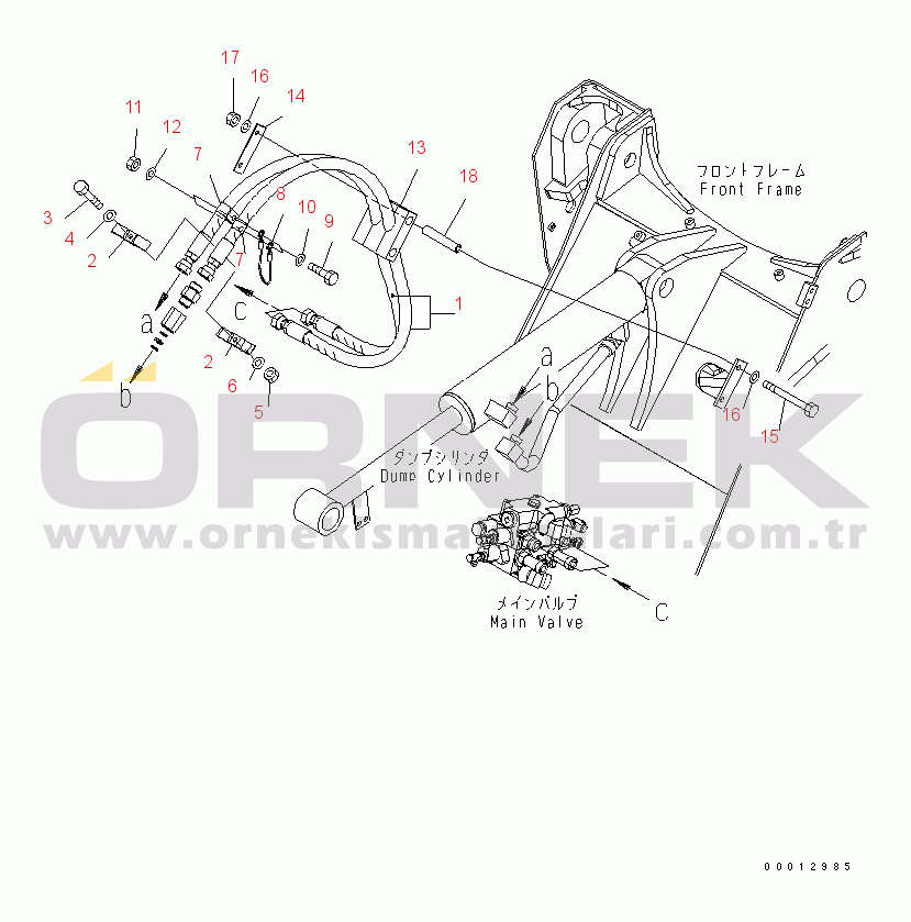 Komatsu WA100-5-TK S/N 70001-UP HYDRAULIC PIPING (DUMP CYLINDER PIPING)