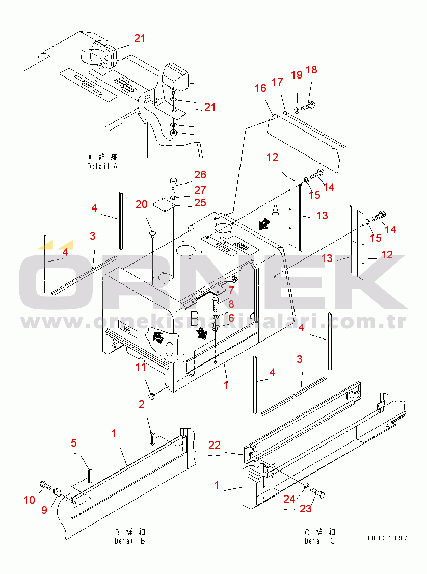 Komatsu WA100M-3-CB S/N 10001-UP HOOD (FOR D TYPE RADIATOR)(#11501-)