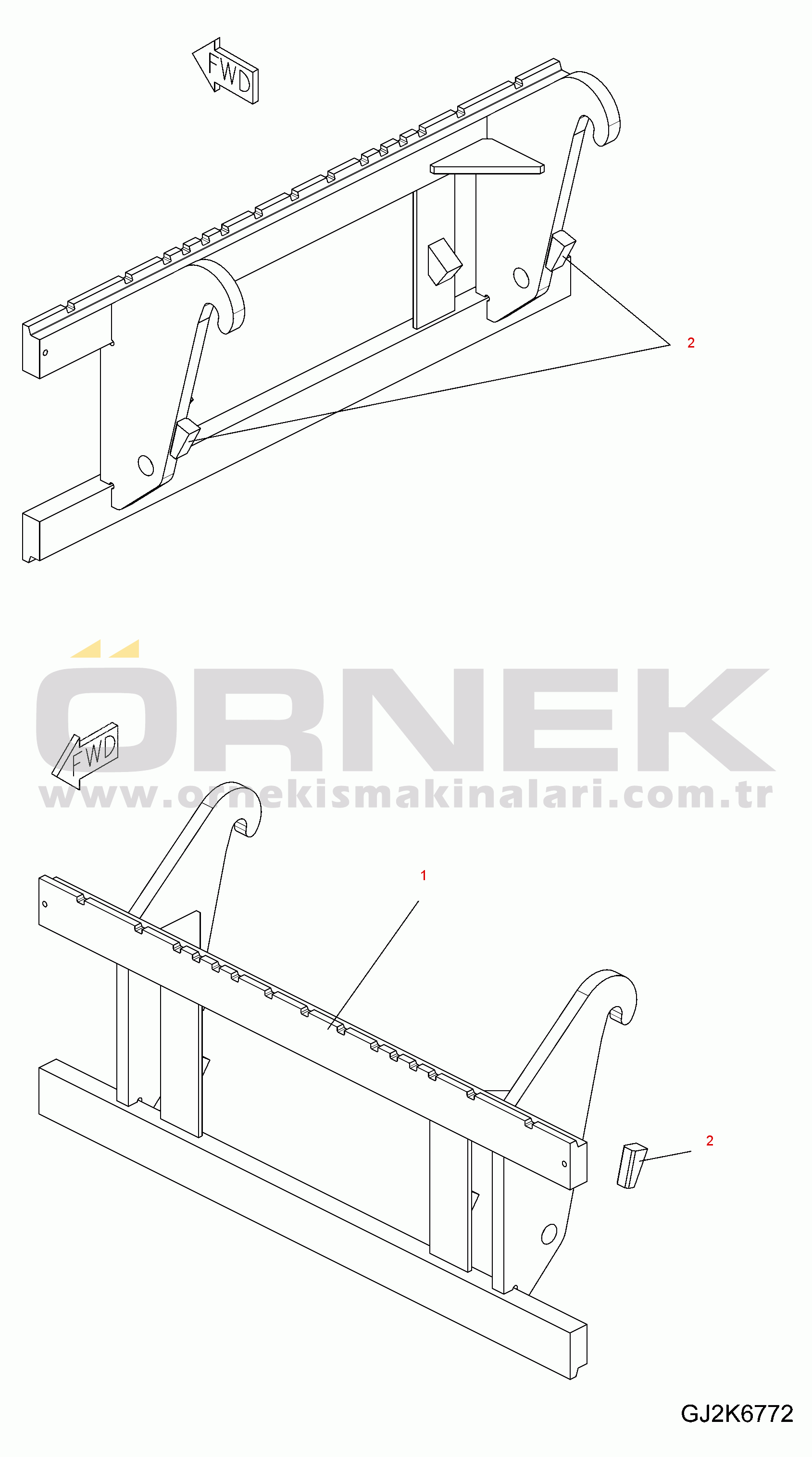 Komatsu WA100M-6 S/N H60051 - UP TILT STOPPER FOR FORK CARRIER (OPTION)