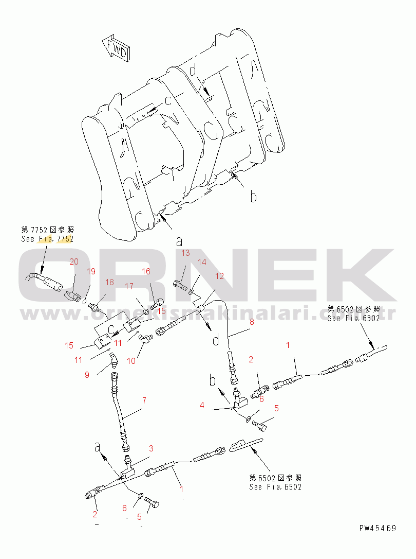 Komatsu WA100SS-1 S/N 10001-UP MULTI COUPLER PIPING (FOR FRONT ATTACHMENT)