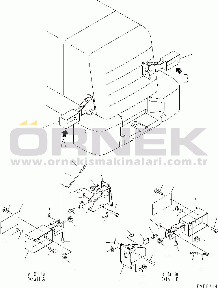 Komatsu WA120-3 S/N 53001-UP (Komatsu Hanomag İçin (Almanya)) BATTERY BOX (REAR LAMP) (EU SPEC.)