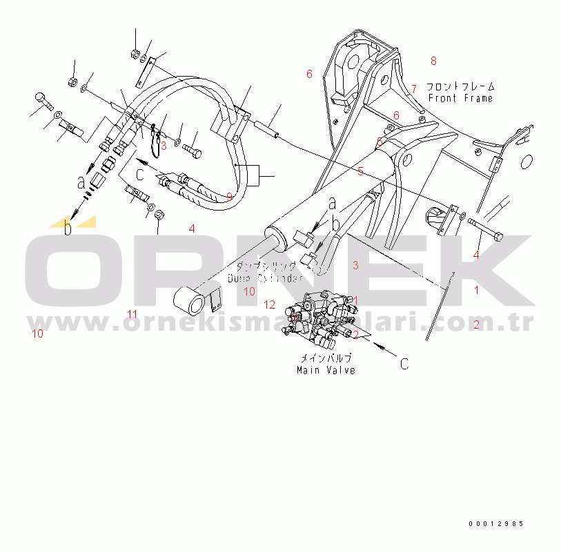 Komatsu WA150-5 S/N 65001-UP (Canopy Spec.) HYDRAULIC PIPING (DUMP CYLINDER PIPING)