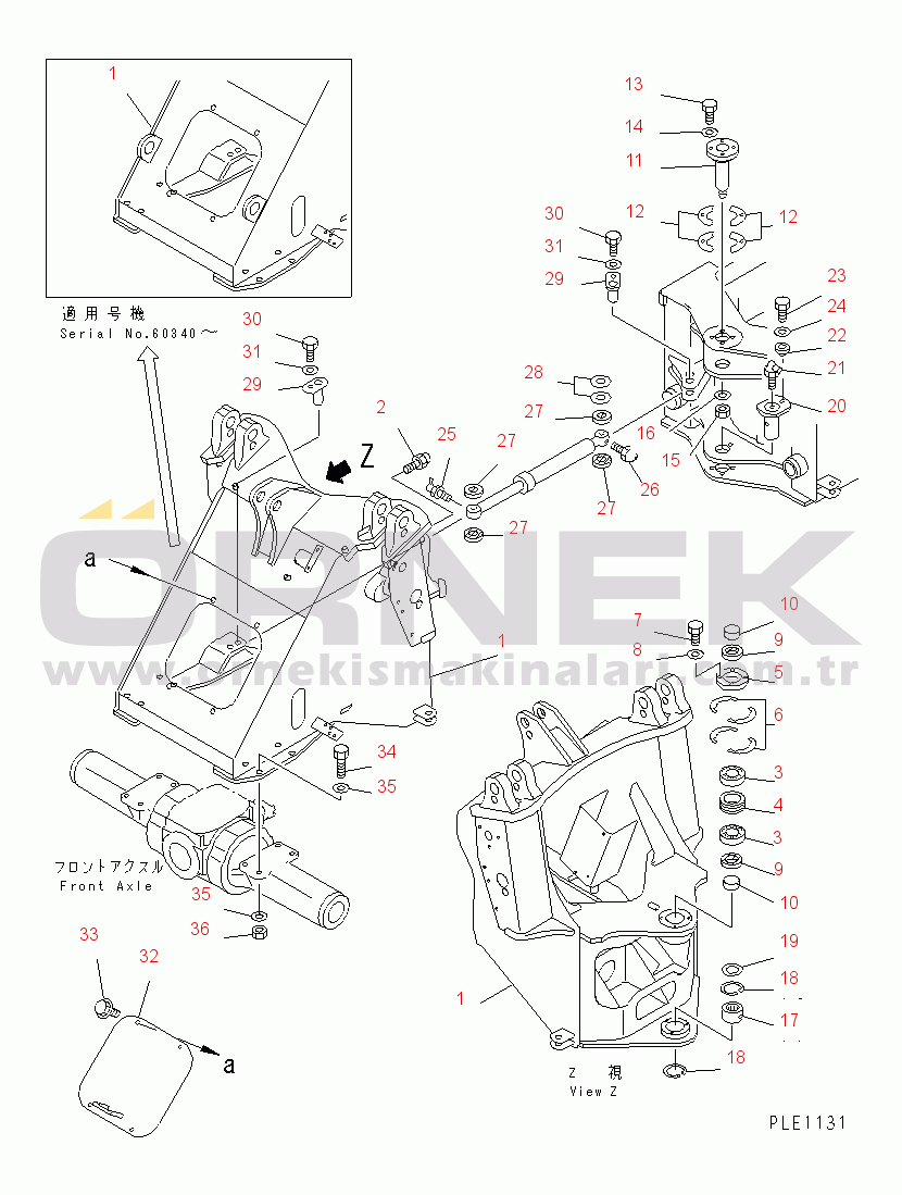 Komatsu WA150-3-XW S/N 60001-62999 FRONT FRAME (VEHICLE INSPECTION PARTS)(#60001-)