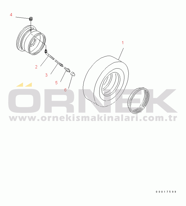 Komatsu WA150-5 S/N 65001-UP (Cab Spec.) TIRE (17.5-25 16PR L3 TUBELESS TIRE)