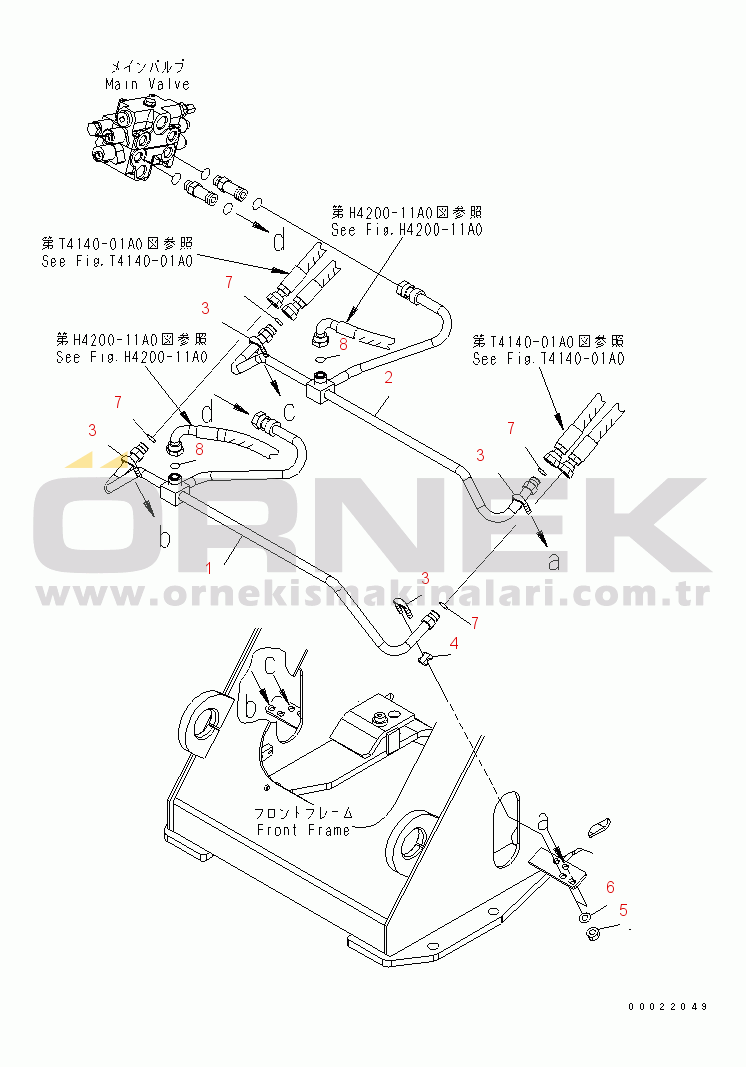 Komatsu WA150-5-A S/N 65001-UP HYDRAULIC PIPING (LIFT CYLINDER LINE) (FOR E.C.S.S.)