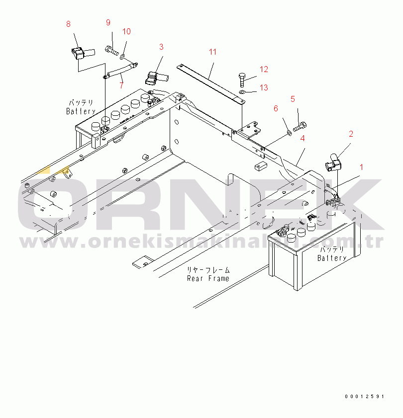 Komatsu WA150-5-SS S/N 65001-UP REAR HARNESS (3/4) (BATTERY CABLE)