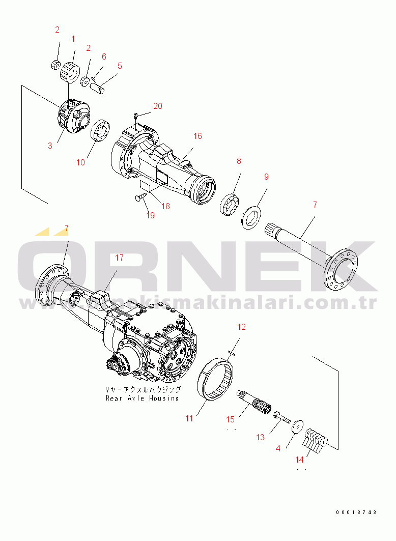 Komatsu WA150-5-TK S/N 65001-UP REAR AXLE (FINAL DRIVE AND HOUSING)