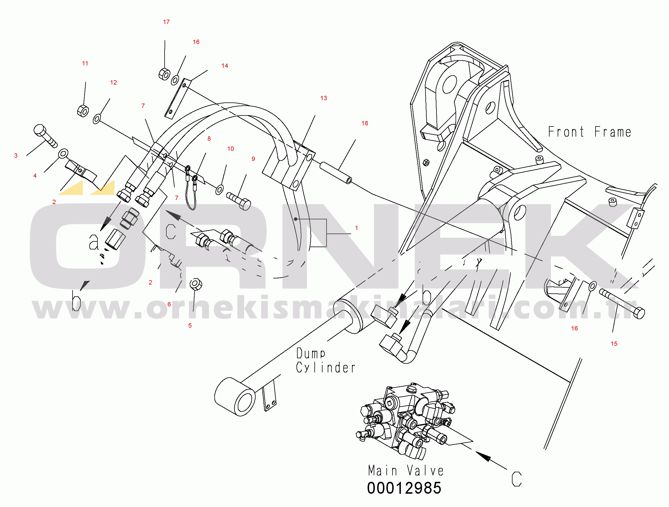 Komatsu WA150PZ-5 S/N H50001 - UP HYDRAULIC PIPING (DUMP CYLINDER PIPING)