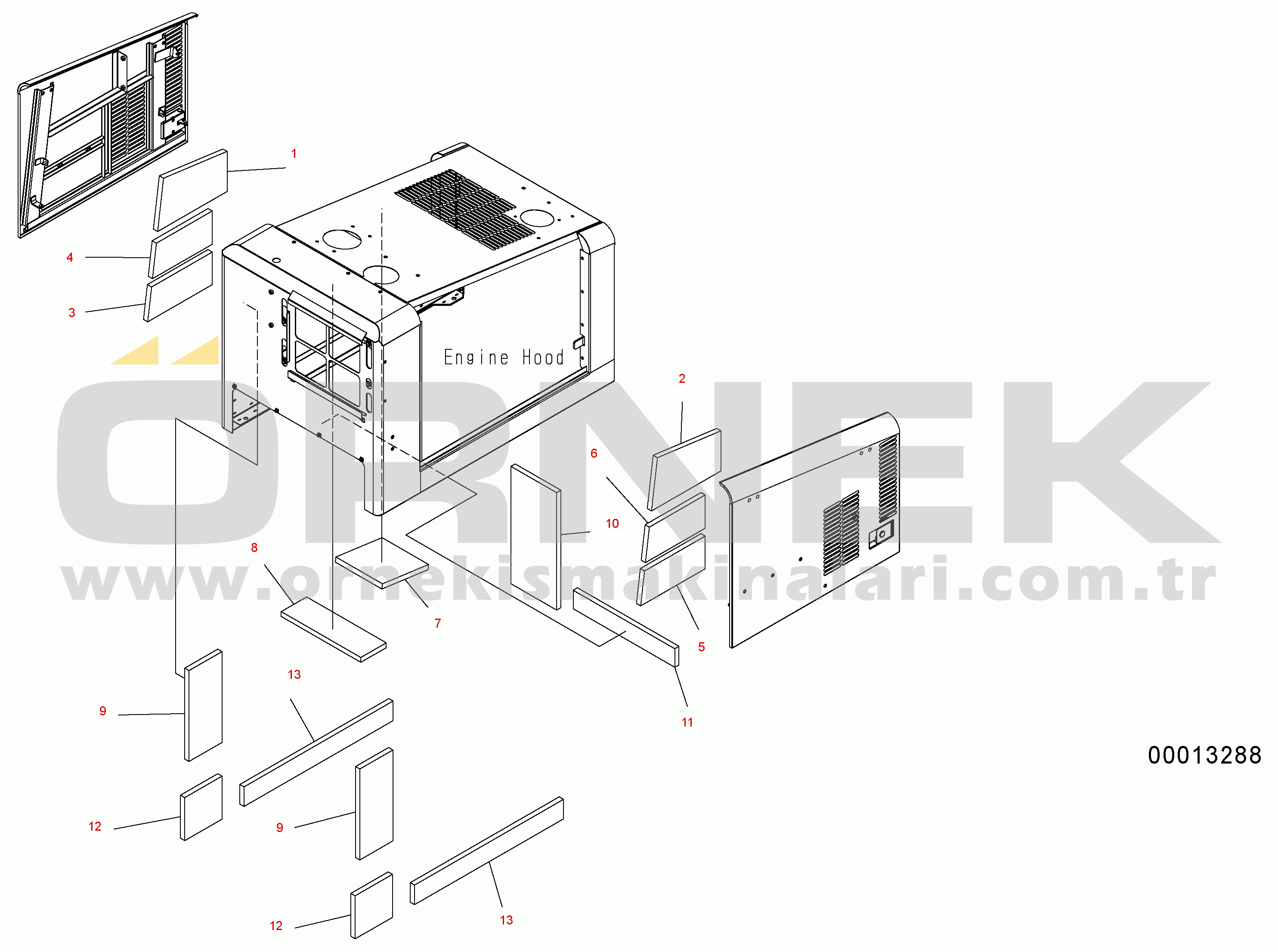 Komatsu WA150PZ-5 S/N H50001 - UP HOOD (SHEET) TO SNO. H50085