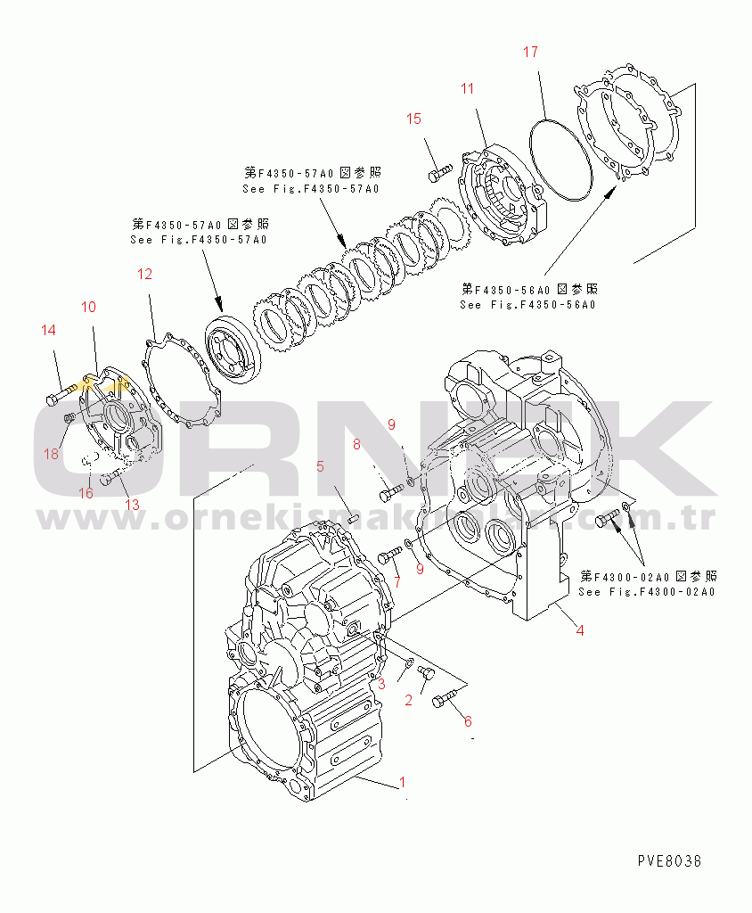 Komatsu WA180-3 S/N 53001-UP (m/c) TRANSMISSION (TRANSMISSION CASE)